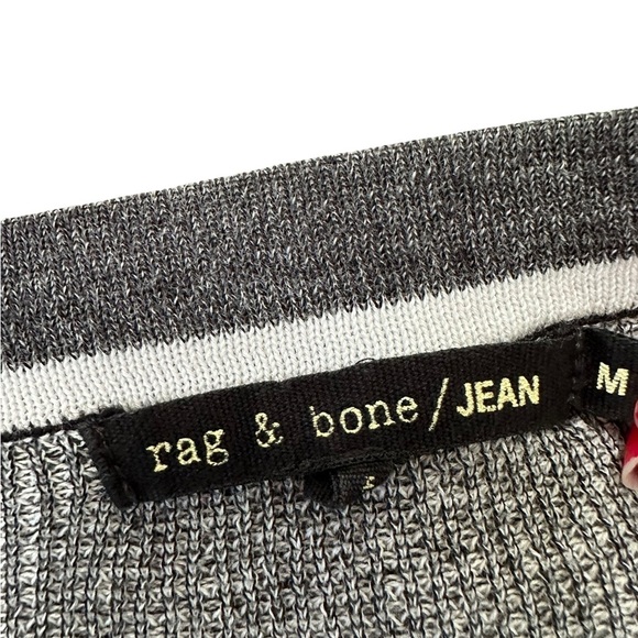 RAG & BONE Grey with Ivory Trim Thermal Crewneck Long Sleeve Sweater Size Medium - Picture 13 of 17
